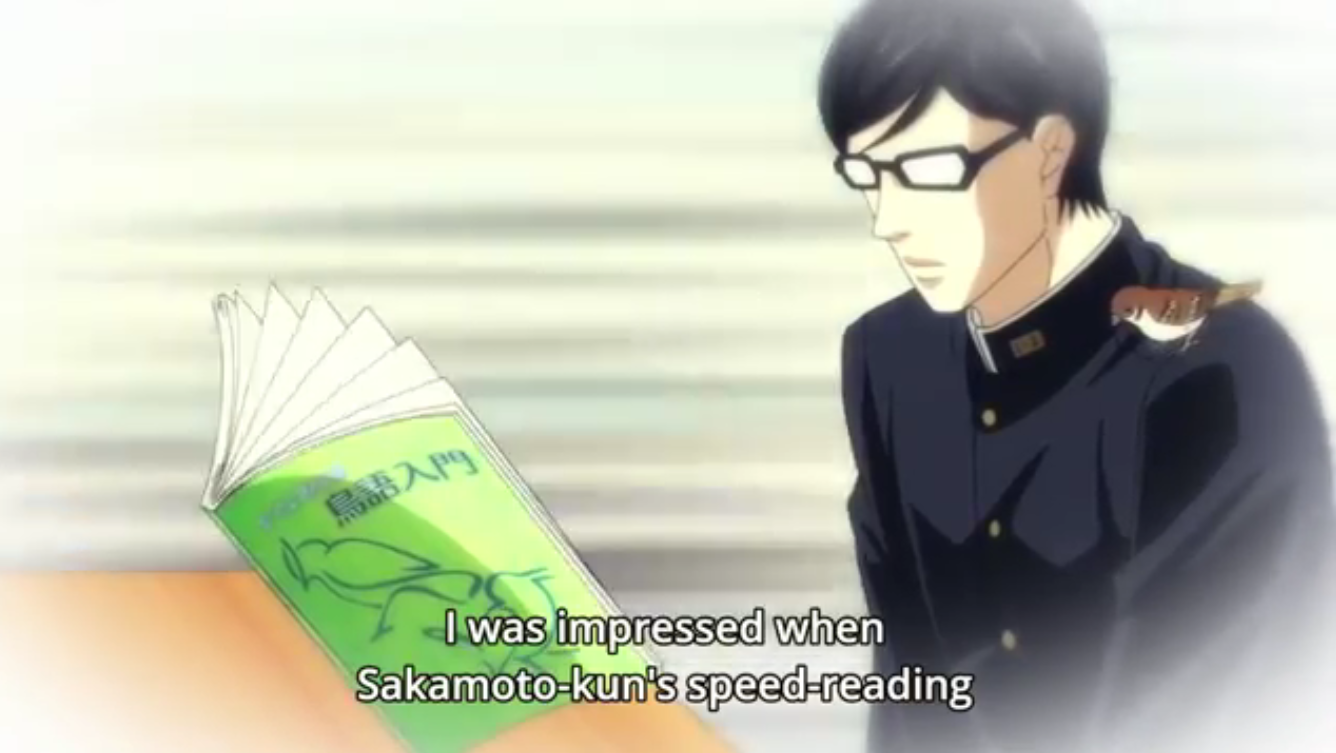 Jednou z nadprirodzených schopností Sakamota je aj rýchločítanie bez rúk (Foto: kissanime.ru)