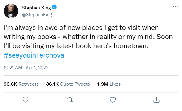Stephen king april tweet